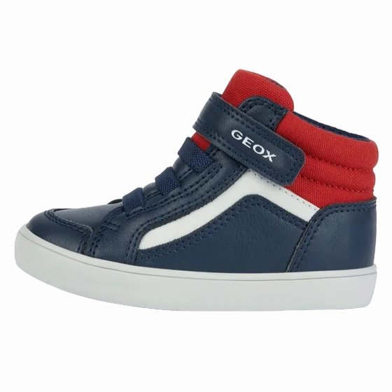 perforated upper Geox scarpa alta da bambino con laccio elastico e velcro Gisli B361ND 05410 C0735 blu-rosso