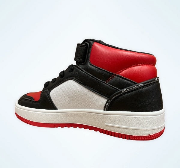 Noon Champion scarpa sneakers da ragazzi Rebound 2.0 Mid S32262-CHA-KK001 nero bianco rosso