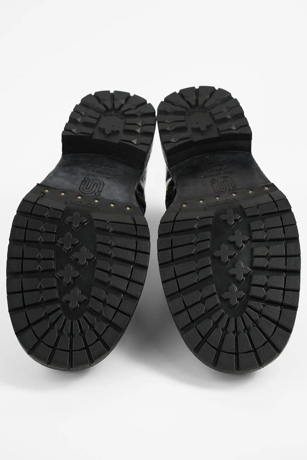 ROWLEY coal-black folded derby shoes.