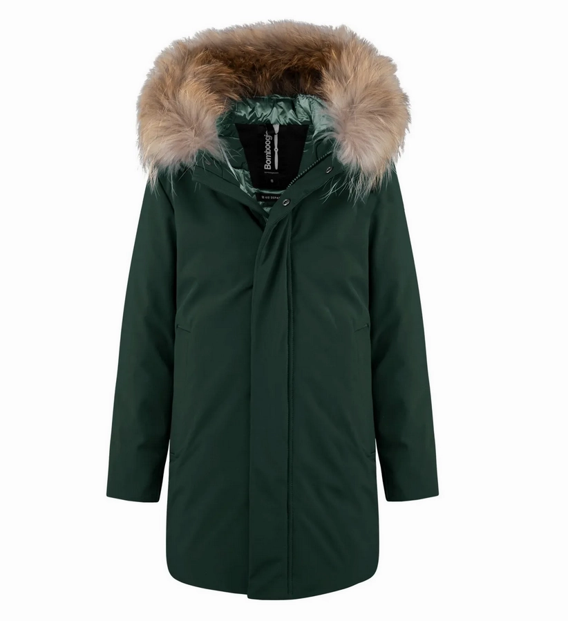 Bomboogie giubbotto parka da bambino con cappuccio e pelliccia CK094VTAC3 307 verde foresta teachers