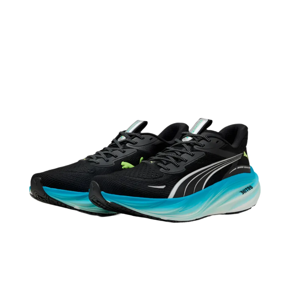 PUMA Men's Magnify NITRO 3 Running Shoes in PUMA Black/Speed Blue AW25 Airflow Ventilation Channels