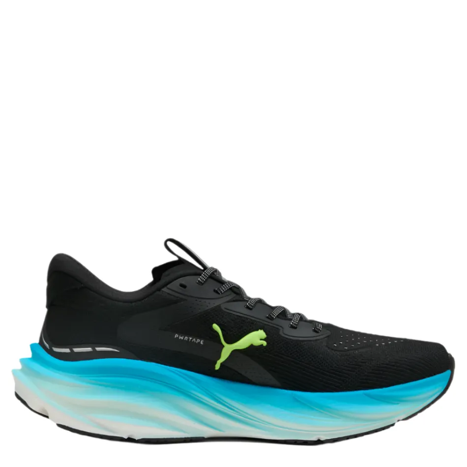 PUMA Men's Magnify NITRO 3 Running Shoes in PUMA Black/Speed Blue AW25 easy - to - clean insole shoes