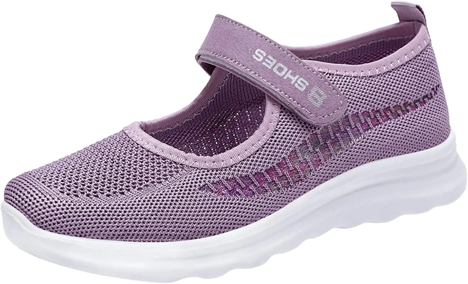 Running Shoes for Women Flat Bottom Non Slip Mesh Breathable Shoes Hook Loop Recovery Shoes for Elderly Women