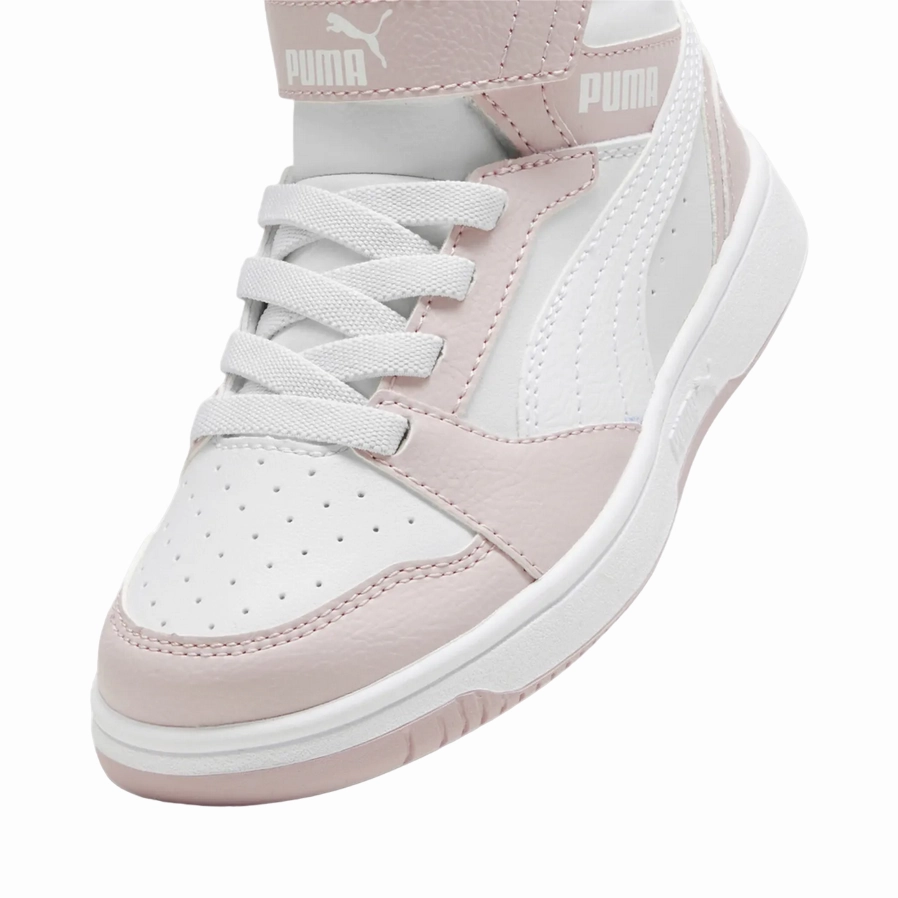 Vibration Reduction Casual Use Puma scarpa alta da ragazzi con laccio e strappo Rebound V6 393832-20 bianco-malva