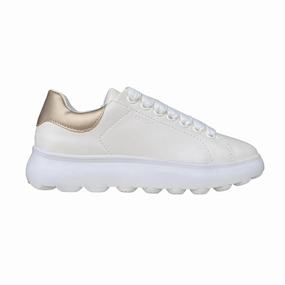 Geox scarpa sneakers da ragazza Puffypop 8056226640881 bianco-platino Lace   Up Design Impact Dispersion Nodes