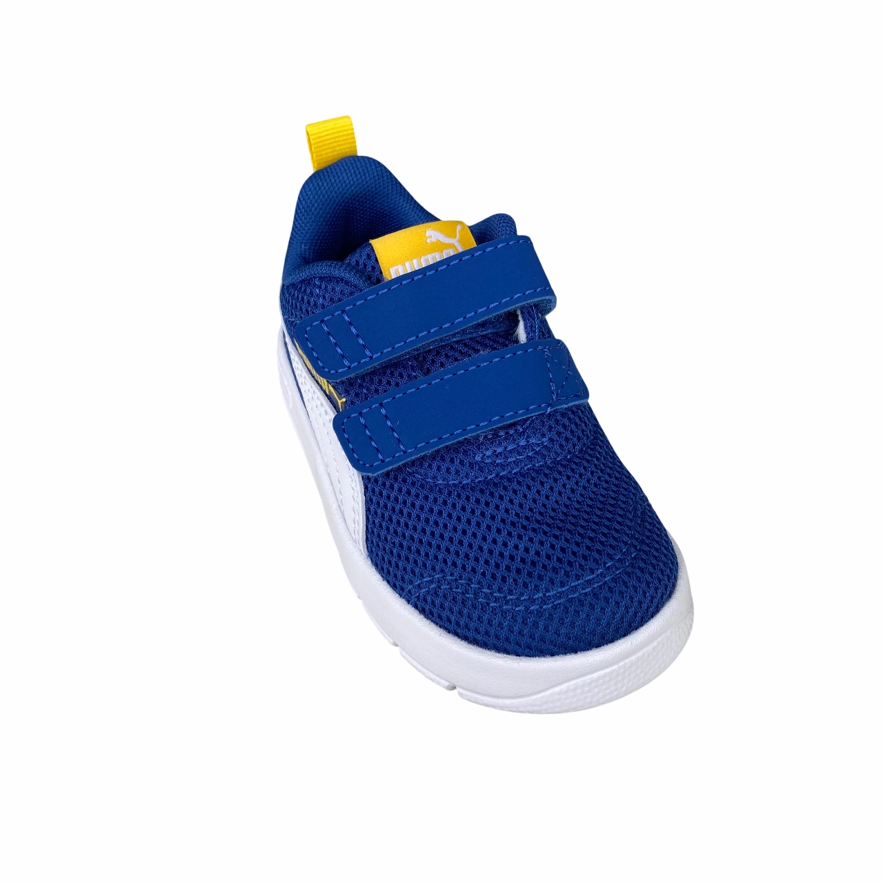 Puma scarpa da ginnastica con strappo da bambino Courtflex V3 Mesh 398086-05 blu-bianco Motion Control Technology weekend runs