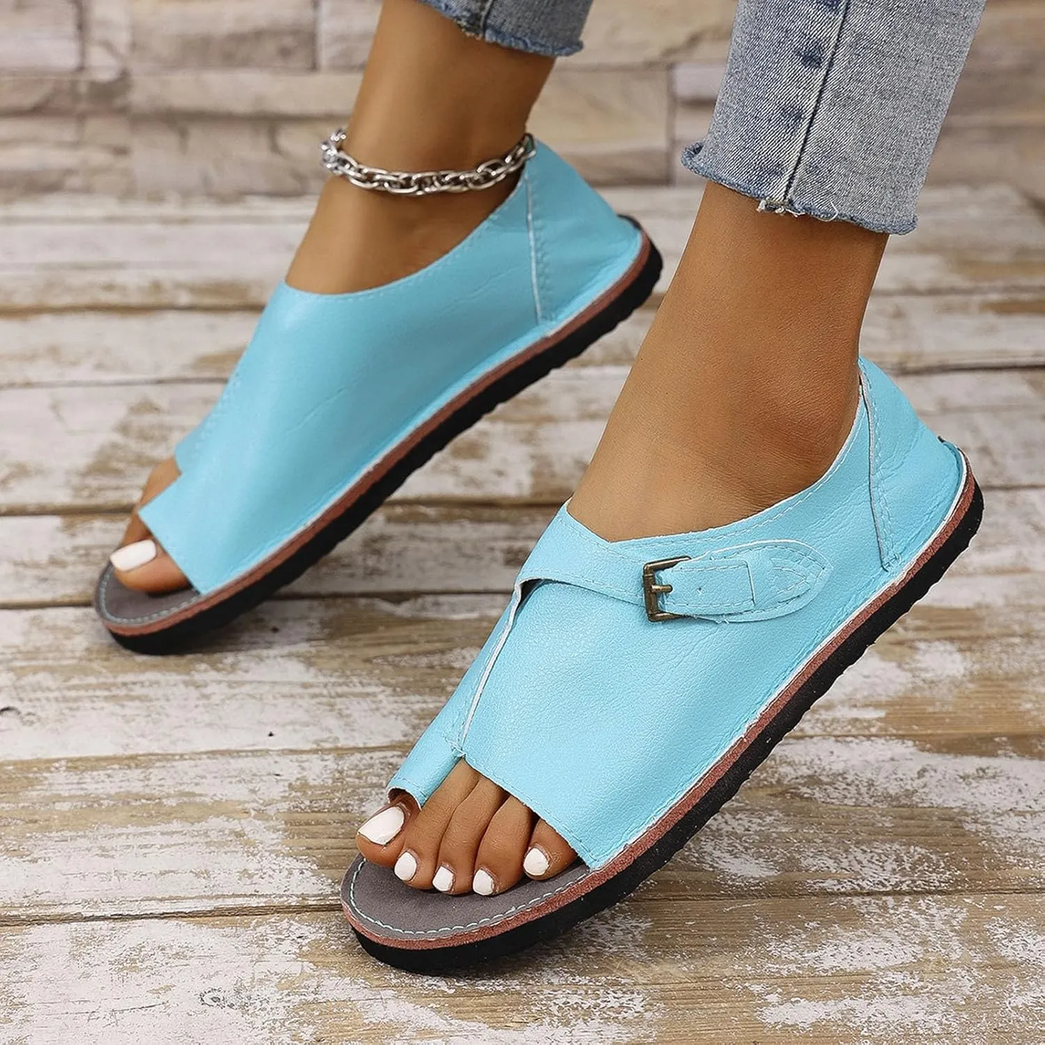 Sandals for Women Dressy Summer 2025 Comfortable Walking Shoes Clip Open Toe Sandal Trendy Slip On Beach Travel Sandal