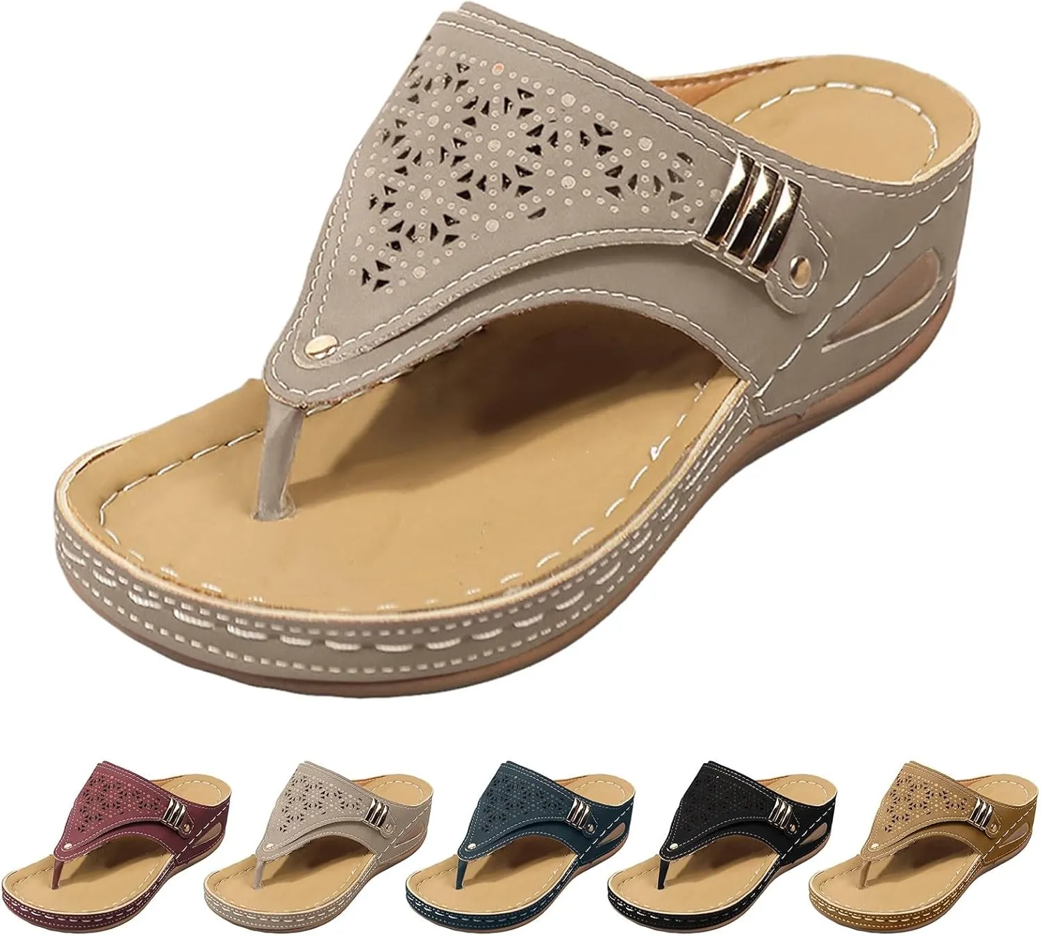 Sandals for Women Womens Arch Support Flip Flops Beach Sandals for Woman Comfortable Summer Beach Thong Sandals