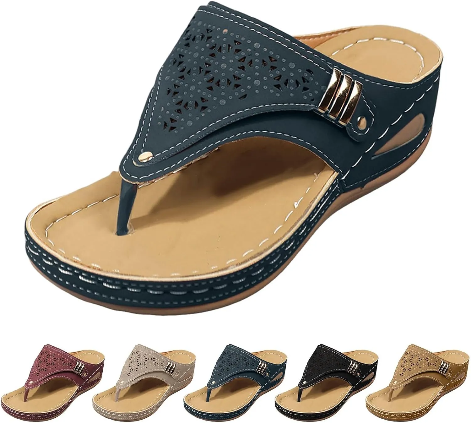 Sandals for Women Womens Arch Support Flip Flops Beach Sandals for Woman Comfortable Summer Beach Thong Sandals