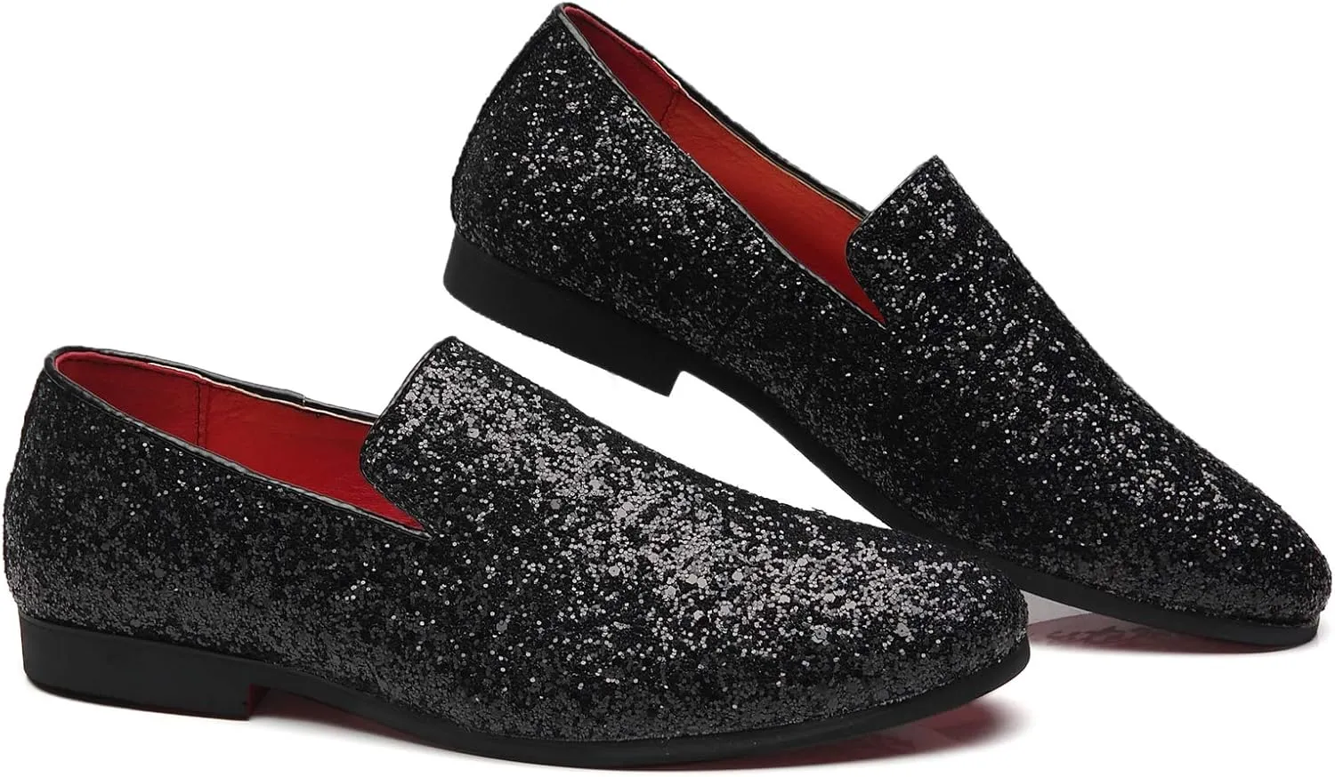 Santimon Mens Glitter Loafers Slip-On Dress Shoes  Sparkly Tuxedo & Suit Shoes for Weddings, Parties, and Formal Events