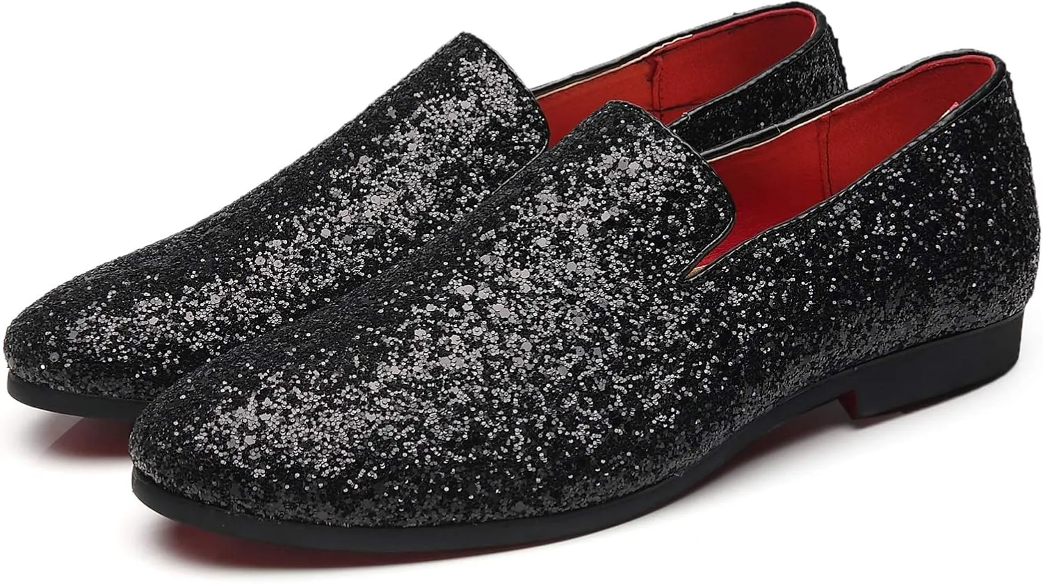 Santimon Mens Glitter Loafers Slip-On Dress Shoes  Sparkly Tuxedo & Suit Shoes for Weddings, Parties, and Formal Events