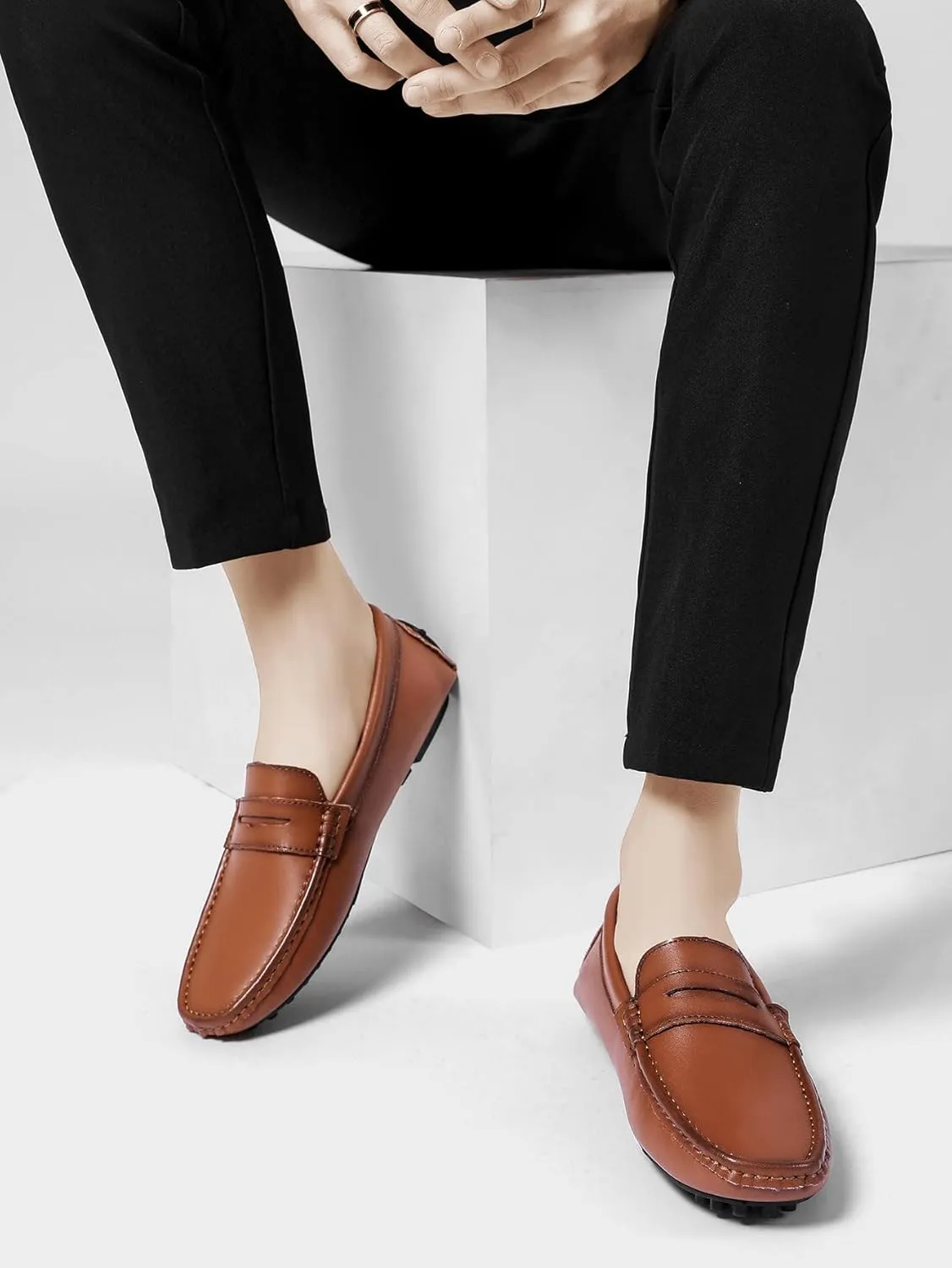 Santimon Men's Loafers Casual Slip On Penny Loafer Lightweight Driving Shoes