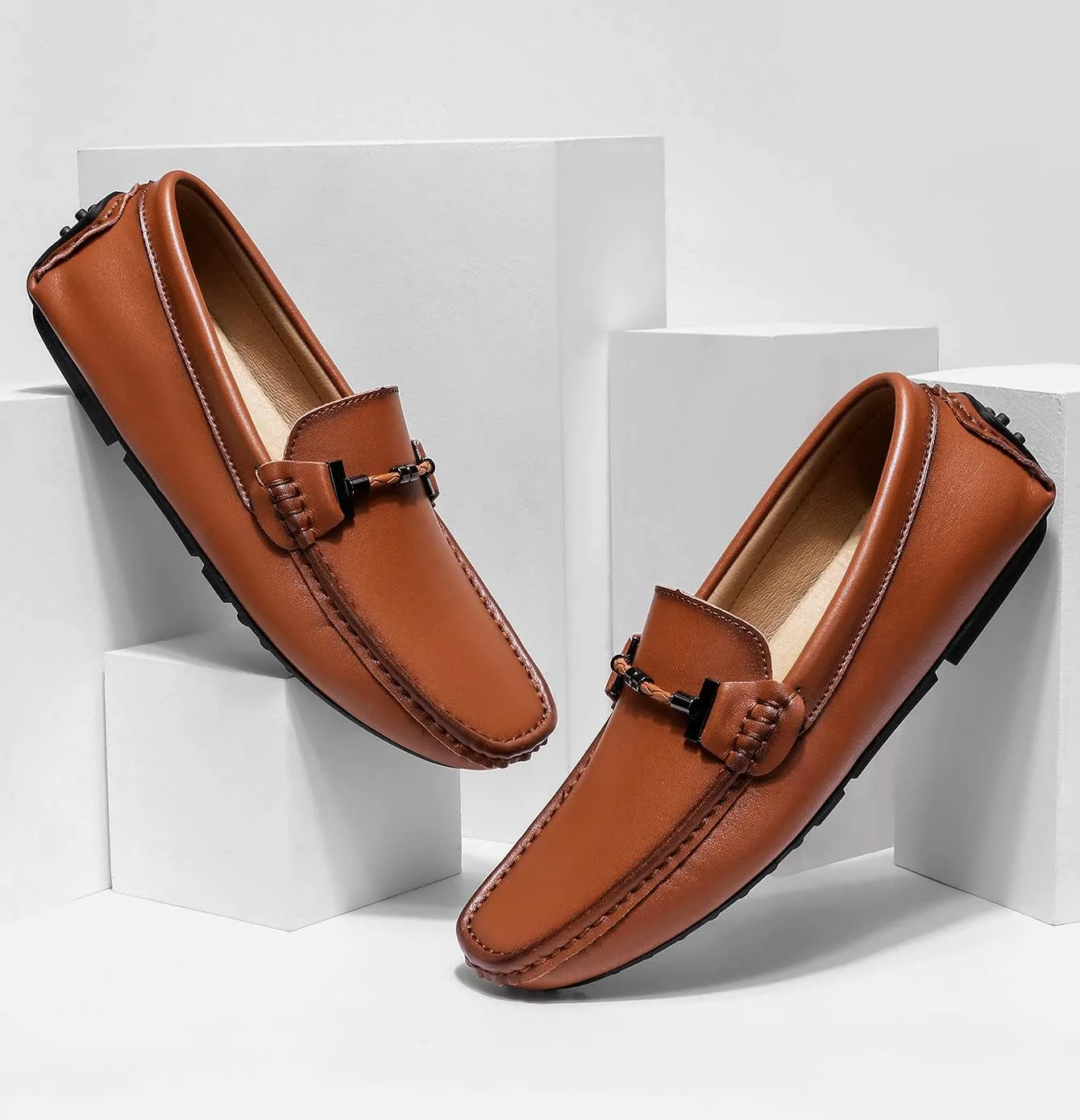 Santimon Men's Penny Loafers Moccasin Driving Shoes Slip On Flats Boat Shoes
