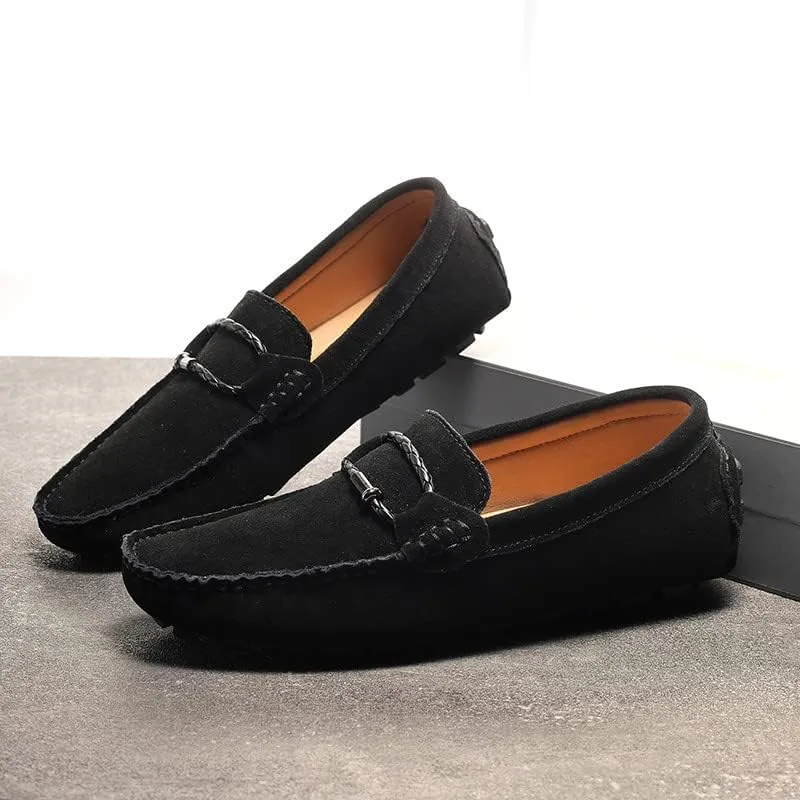Santimon Men's Suede Casual Loafers Comfortable Office Slip on Lightweight Walking Driving Dress Shoes