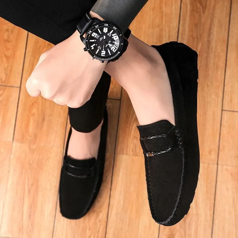 Santimon Men's Suede Casual Loafers Comfortable Office Slip on Lightweight Walking Driving Dress Shoes