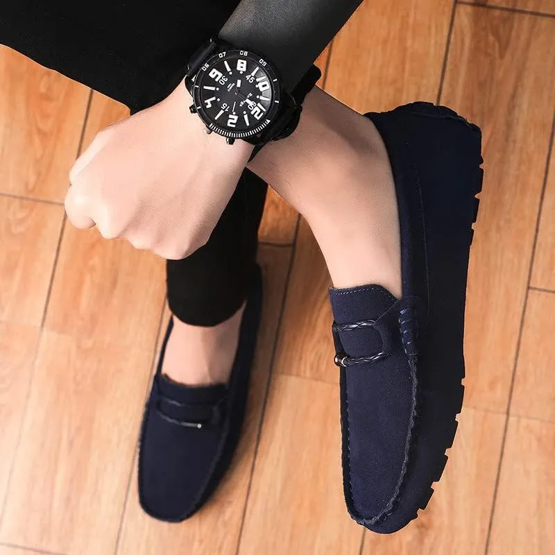 Santimon Men's Suede Casual Loafers Comfortable Office Slip on Lightweight Walking Driving Dress Shoes