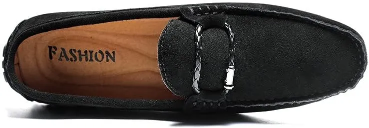 Santimon Men's Suede Casual Loafers Comfortable Office Slip on Lightweight Walking Driving Dress Shoes