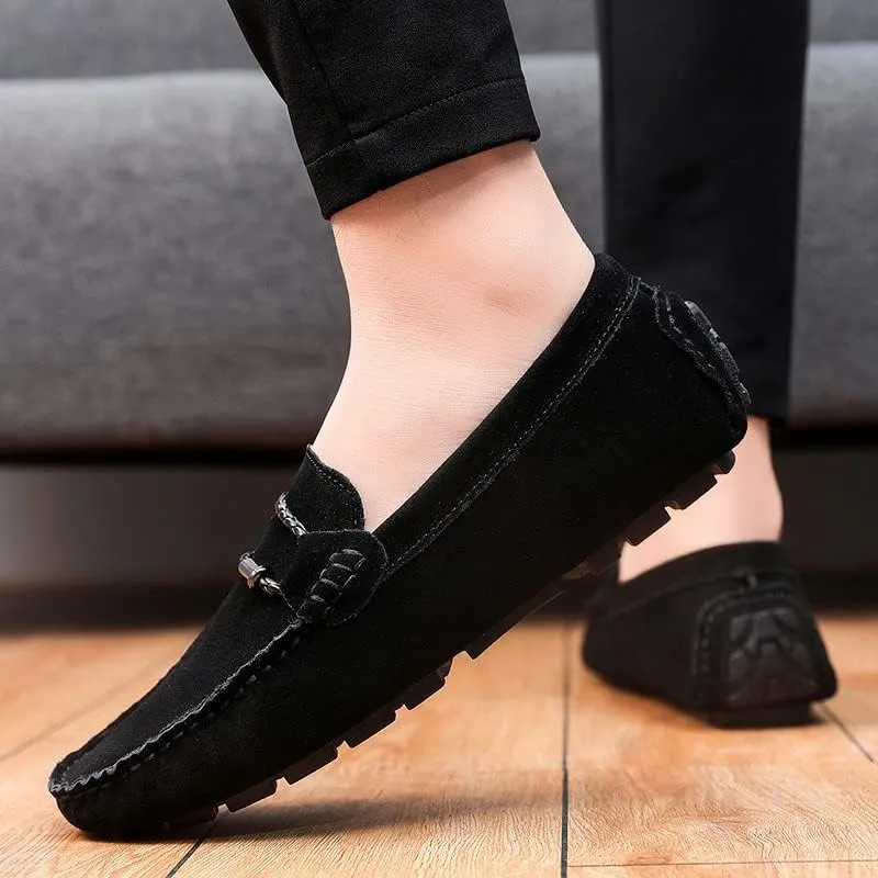 Santimon Men's Suede Casual Loafers Comfortable Office Slip on Lightweight Walking Driving Dress Shoes