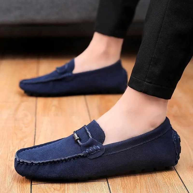 Santimon Men's Suede Casual Loafers Comfortable Office Slip on Lightweight Walking Driving Dress Shoes