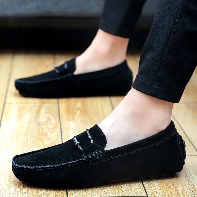 Santimon Men's Suede Casual Loafers Comfortable Office Slip on Lightweight Walking Driving Dress Shoes