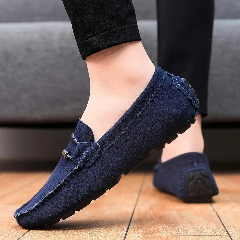 Santimon Men's Suede Casual Loafers Comfortable Office Slip on Lightweight Walking Driving Dress Shoes