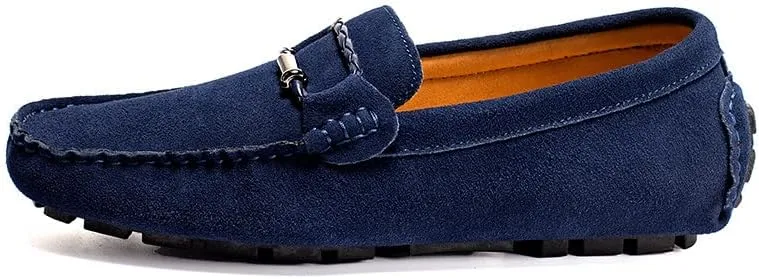 Santimon Men's Suede Casual Loafers Comfortable Office Slip on Lightweight Walking Driving Dress Shoes
