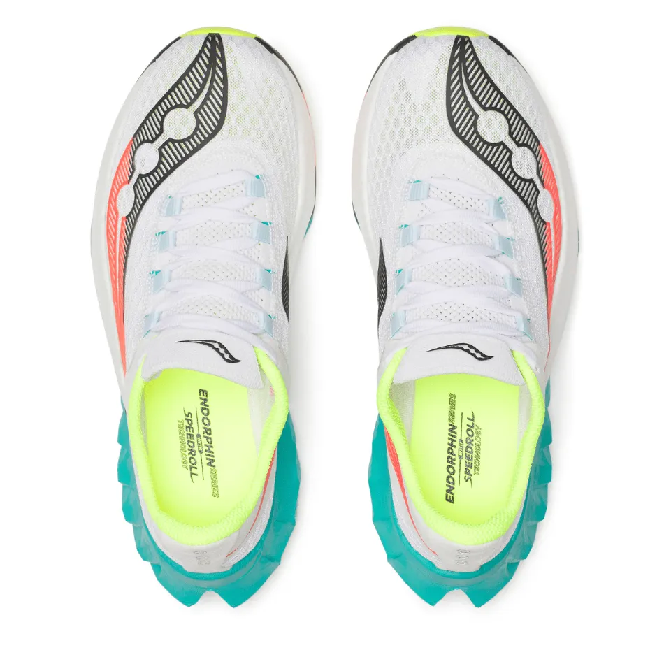 Comfortable Design Saucony Women's Endorphin Pro 4 Running Shoes in White/Mutant AW25