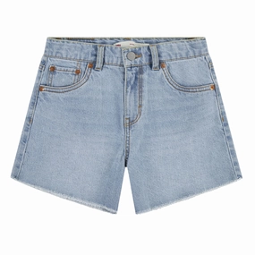 custom-made Beach Wear Levi's Kids pantaloncino in jeans da ragazza a taglio vivo 4EM220-L9Y blu medio