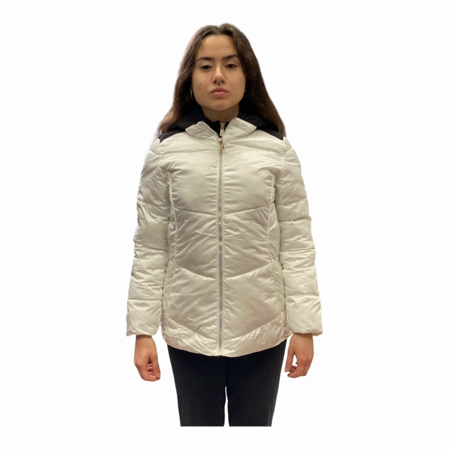 Yes Zee Cappotto Bimba con Cappuccio O006/QVJJ 0101 bianco perla slim