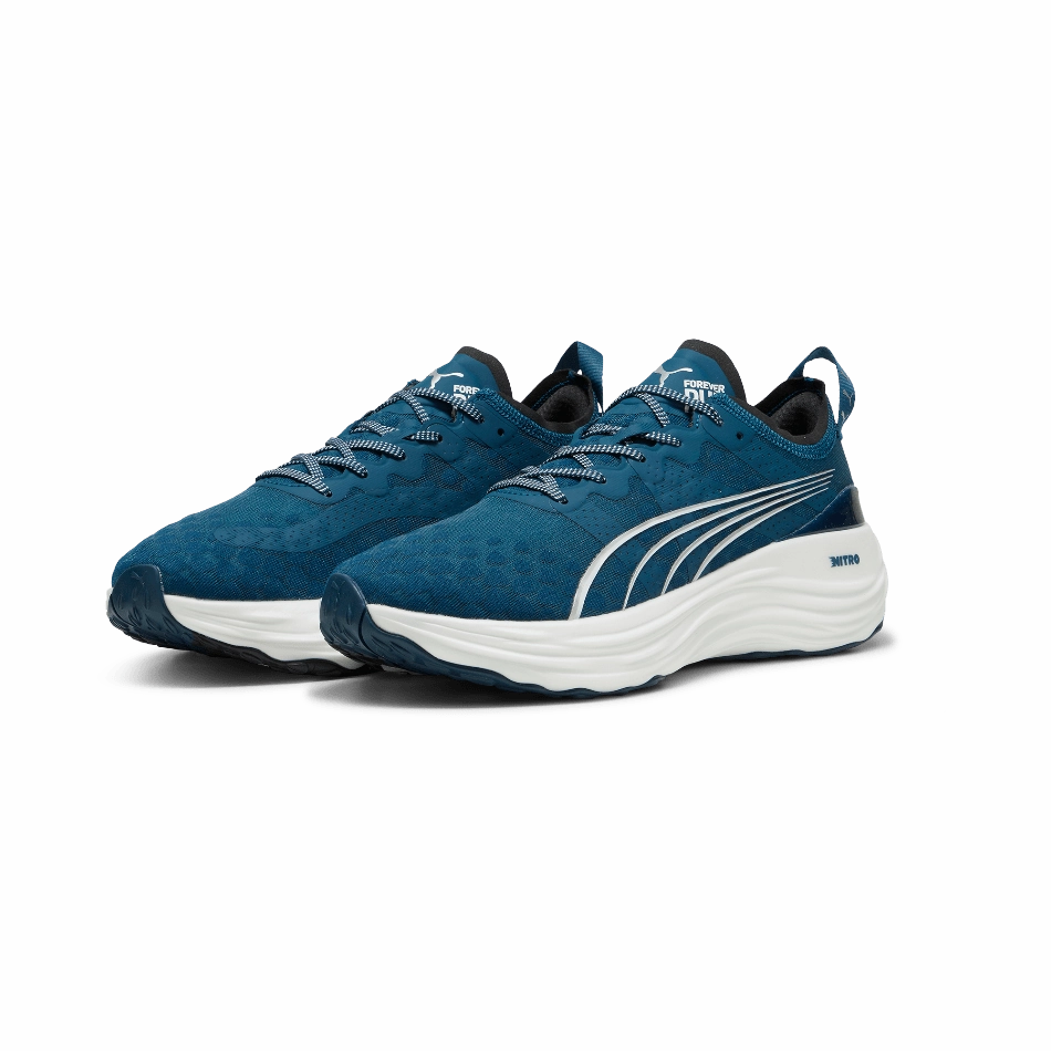 Puma Men's ForeverRun Nitro Running Shoes in Ocean Tropic-Puma White SS24 Flexible Traction Outsole
