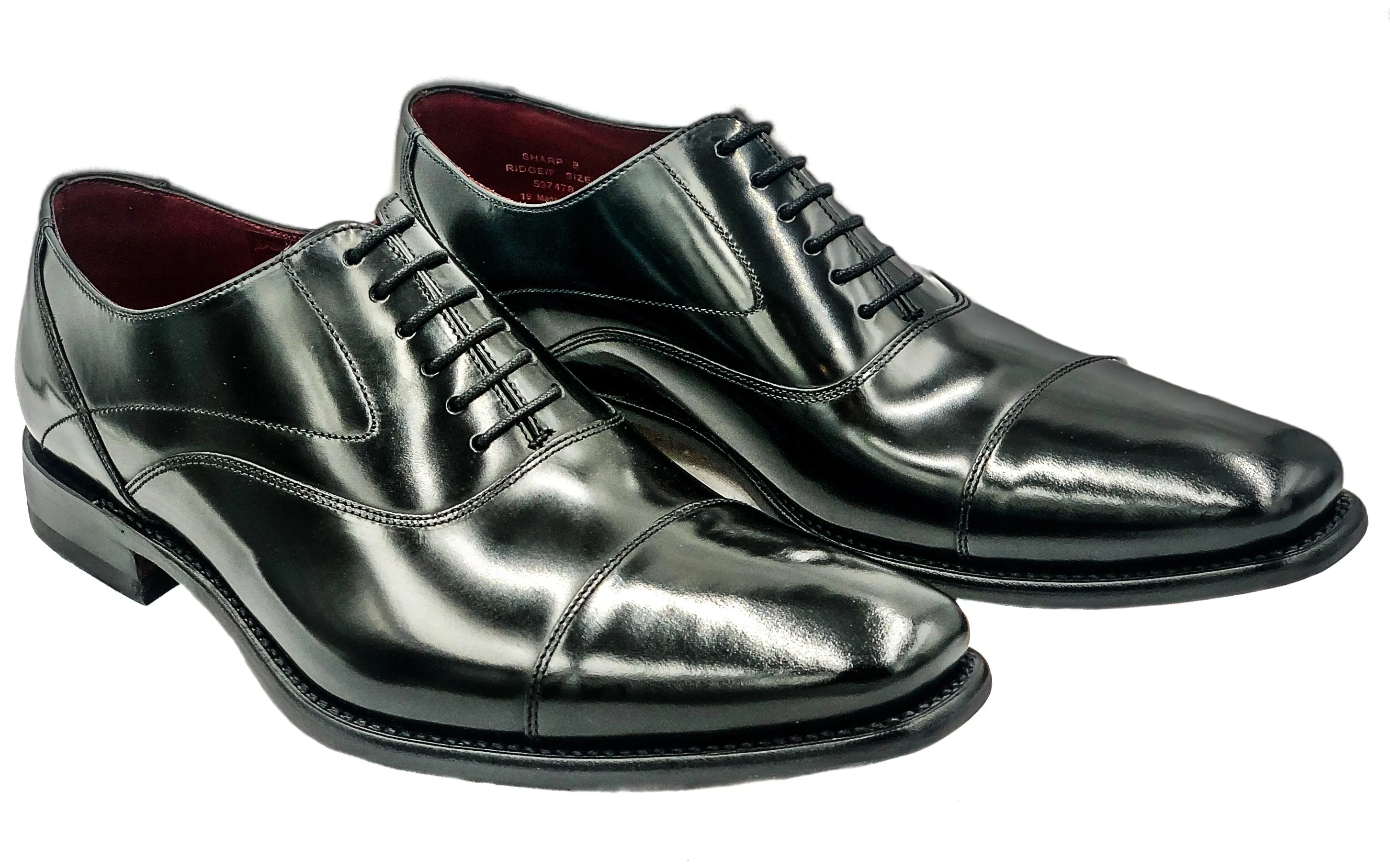 Sharp Black Polished Leather Oxford