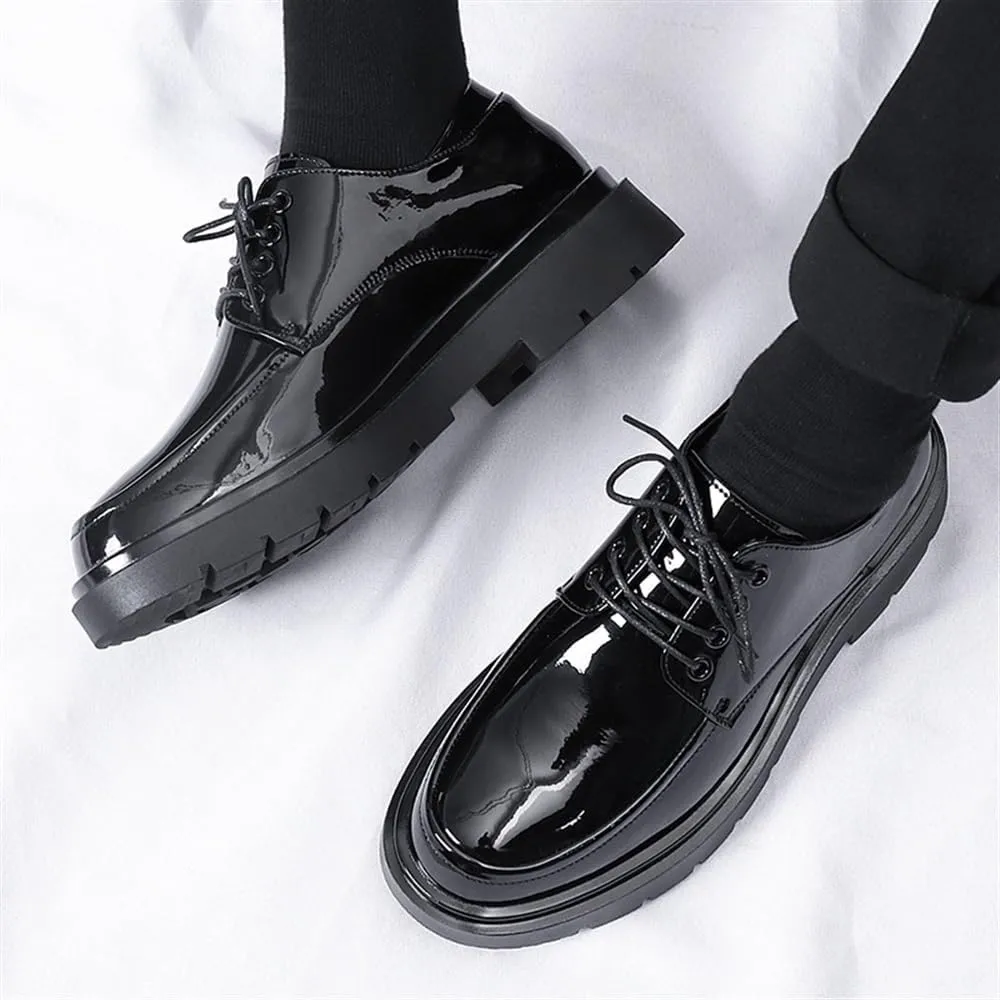 Shiny Patent Leather Men Suit Shoes Plus Size Man Casual Business Formal Shoes Thick Sole Men Office Oxfords Fashion Party Shoes