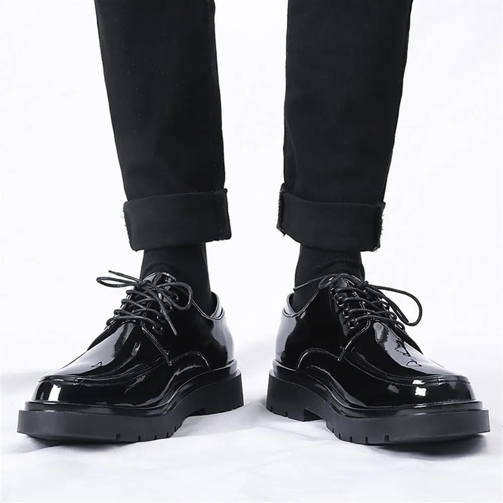 Shiny Patent Leather Men Suit Shoes Plus Size Man Casual Business Formal Shoes Thick Sole Men Office Oxfords Fashion Party Shoes