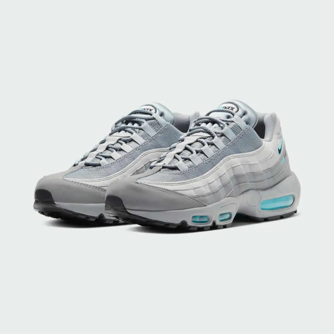 Nike Air Max 95 Grey Running Shoes Men's CV1635 001 Quick Lace Up Reinforced Tensile Web