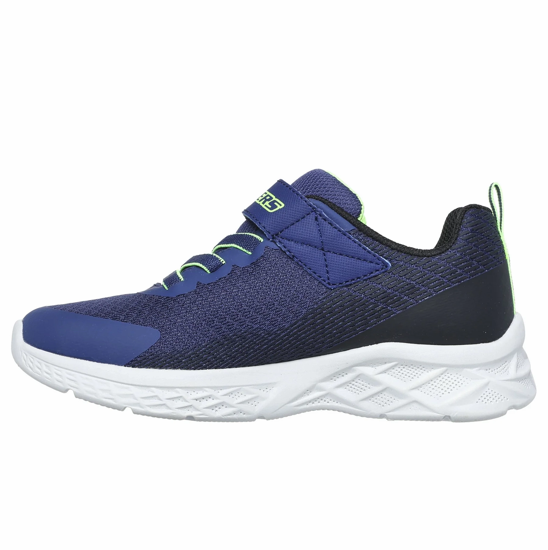 Skechers scarpa da ginnastica da ragazzo Microspec II Zovrix 403924LNBLM blu-nero-lime Breathable Mesh Fabric Dynamic Lacing System