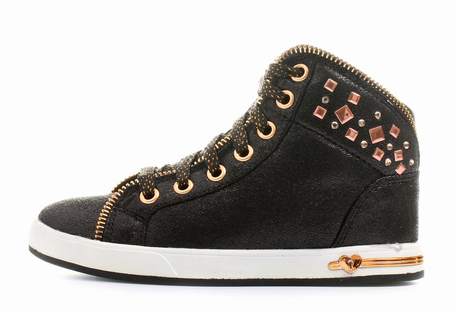 Skechers scarpa sneakers alta da ragazza Shoutouts Zipsters 84301L BKRG nero-rosa oro evening running shoes Gym Essential