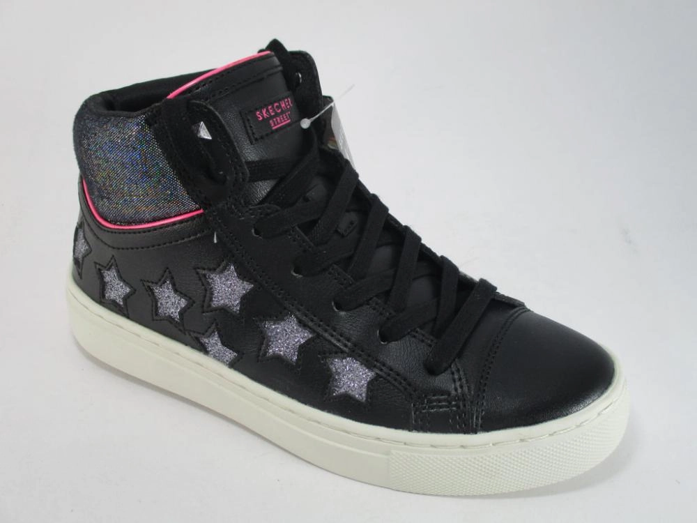 brushed - finish - design shoes LaceAdjustment Skechers scarpa sneakers da bambina Sidestreet Funk It Out 84595L BKSL nero-argento