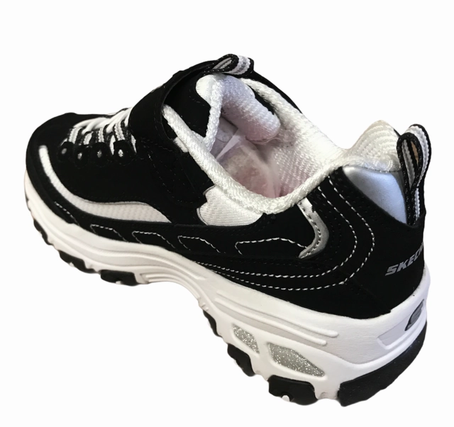 Orthopedic Footbed Skechers sneakers da bambina e ragazza D'Lites Crowd Appeal 80588L BKW nero bianco