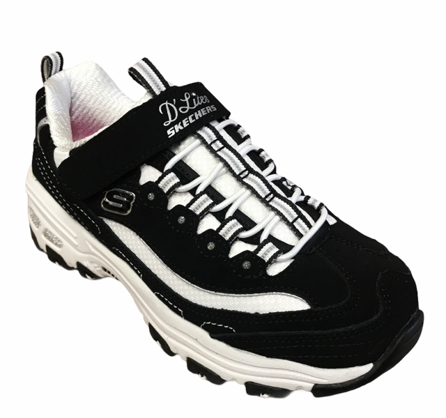 Heel counter Skechers sneakers da bambina e ragazza D'Lites Crowd Appeal 80588L BKW nero bianco