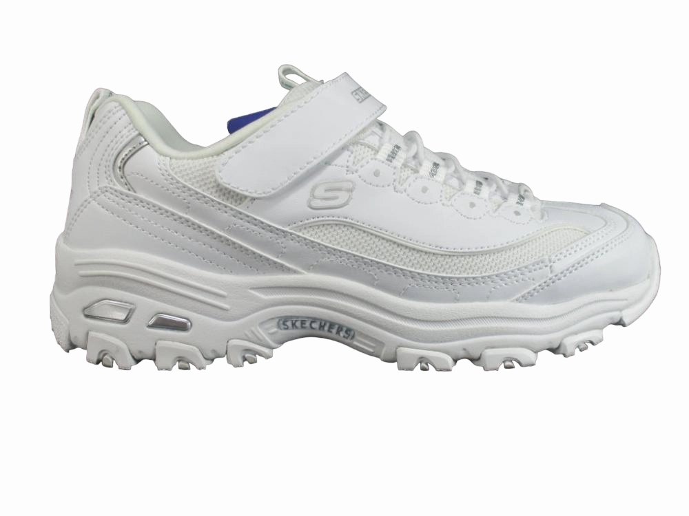 Skechers sneakers da bambina e ragazza D'Lites in the Clear 664060L WSL bianco noiseless Lightweight Cushioning System