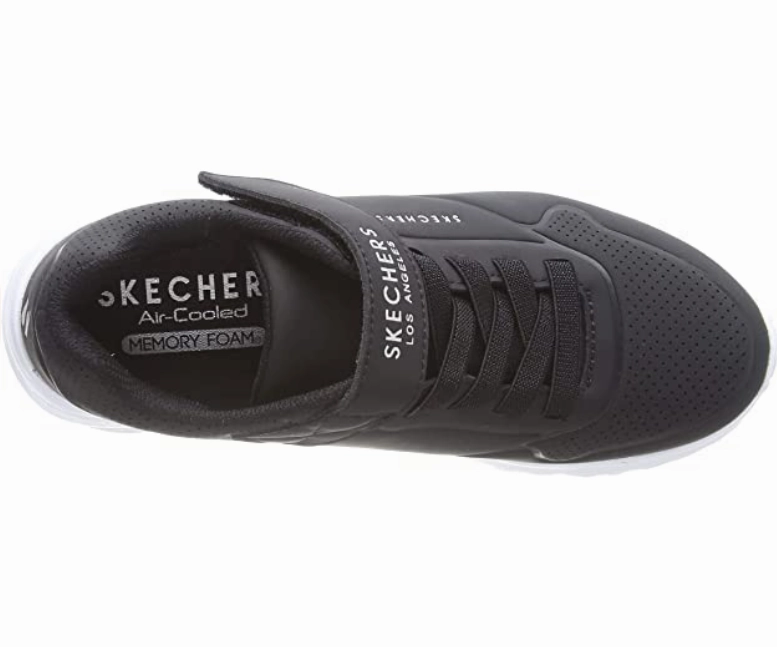 Skechers sneakers da ragazzi con laccio elastico e velcro Uno Lite Vendox 403695L/BLK nero Compression Molded Sole Secure Design