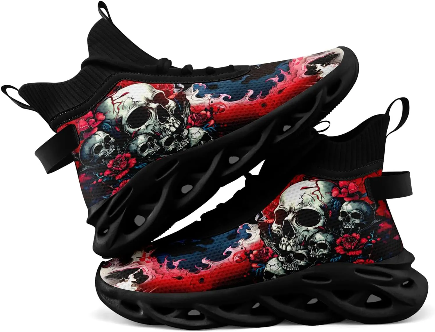 Skull Running Shoes for Men Women Fashion Sneakers Lightweight Breathable Athletic Trainer Walking Tennis Shoes