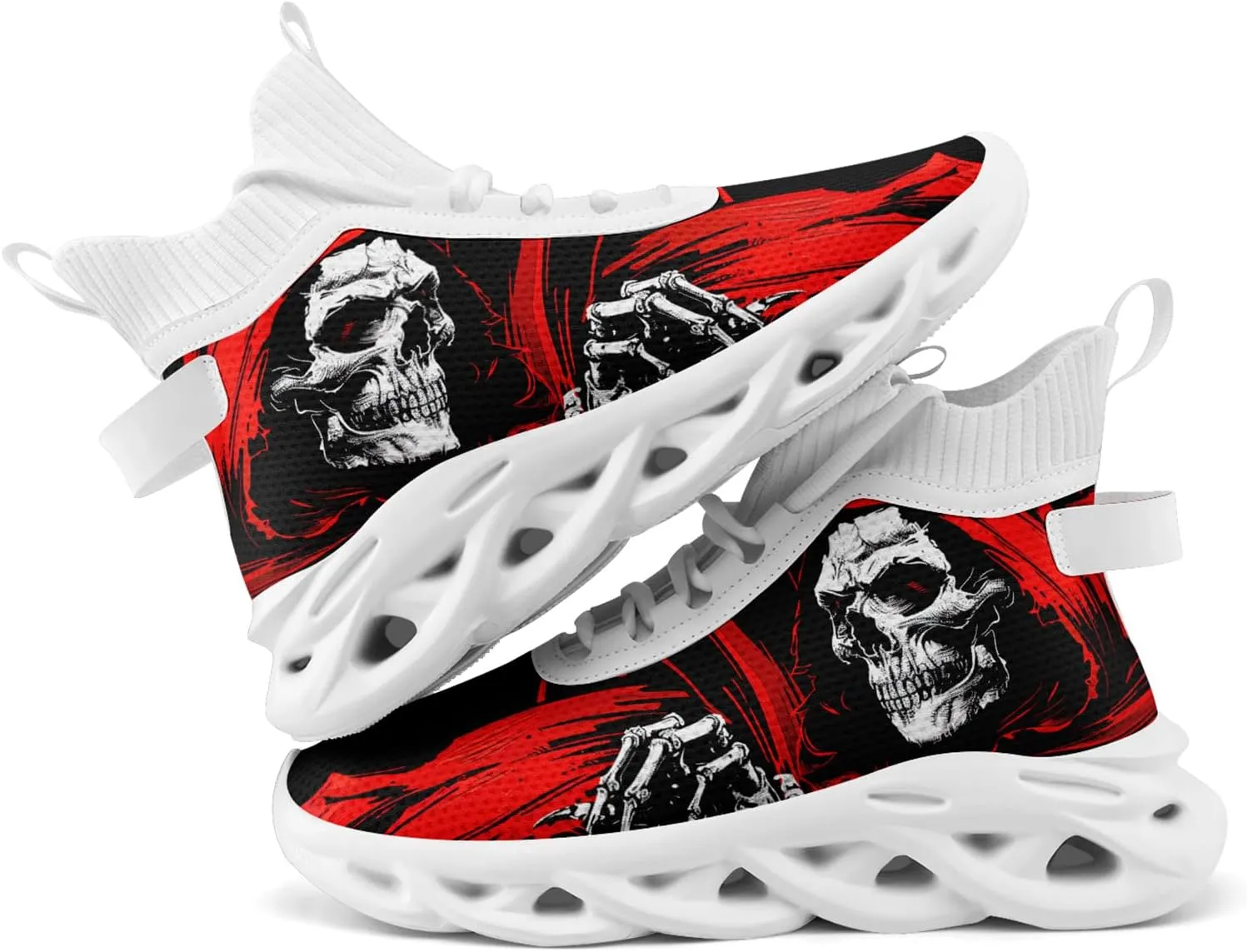 Skull Running Shoes for Men Women Fashion Sneakers Lightweight Breathable Athletic Trainer Walking Tennis Shoes