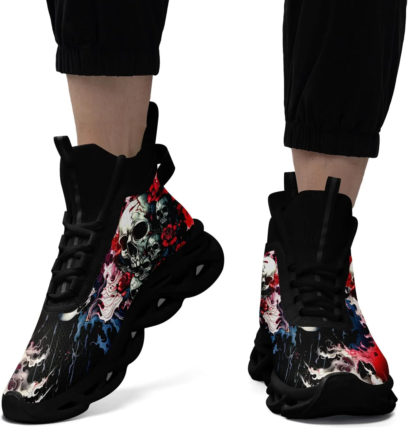 Skull Running Shoes for Men Women Fashion Sneakers Lightweight Breathable Athletic Trainer Walking Tennis Shoes