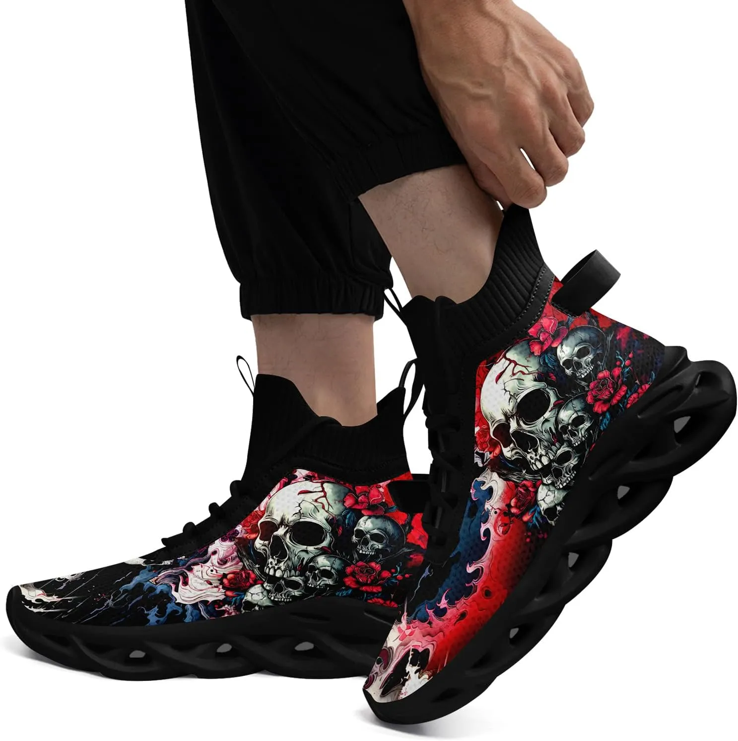 Skull Running Shoes for Men Women Fashion Sneakers Lightweight Breathable Athletic Trainer Walking Tennis Shoes