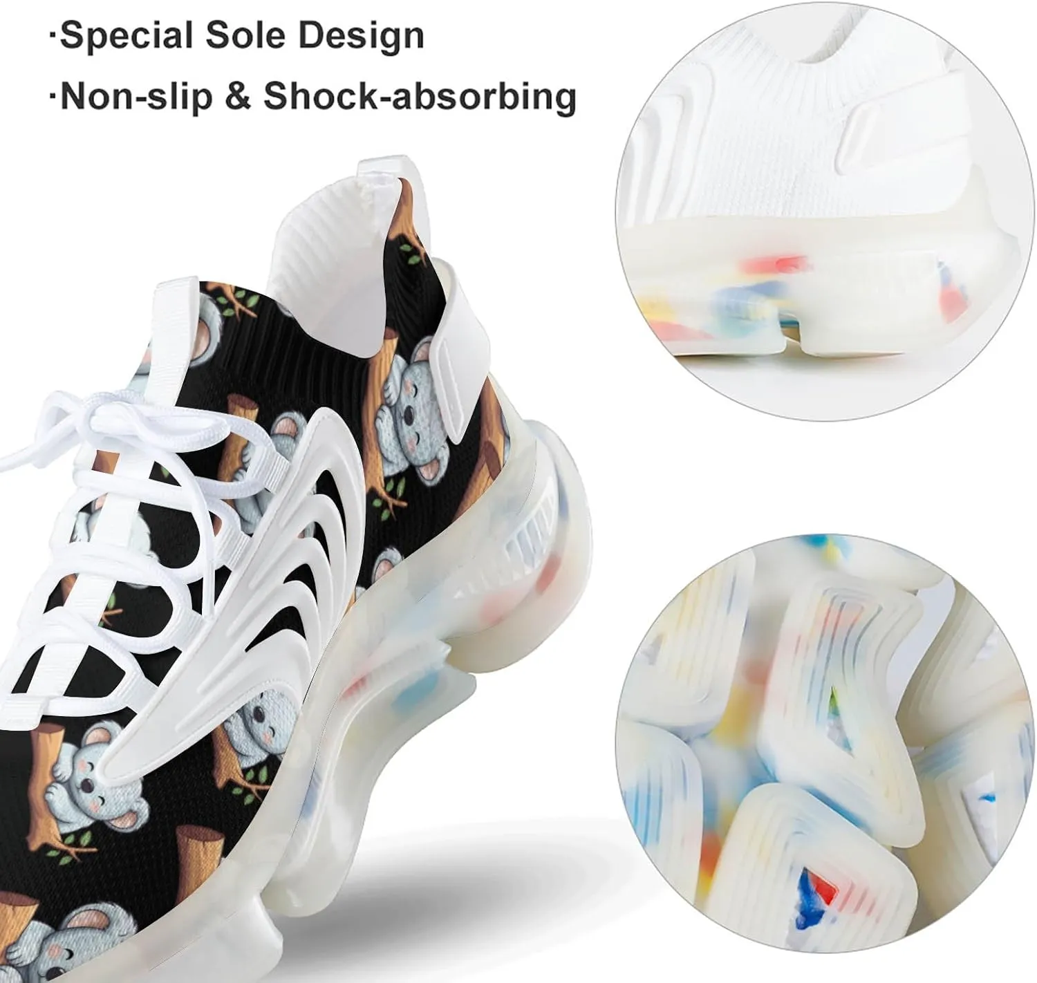 Sleeping Cute Koala Bear Mens Sneakers Running Shoes Lightweight Athletic Shoes for Jogging Walking Gym