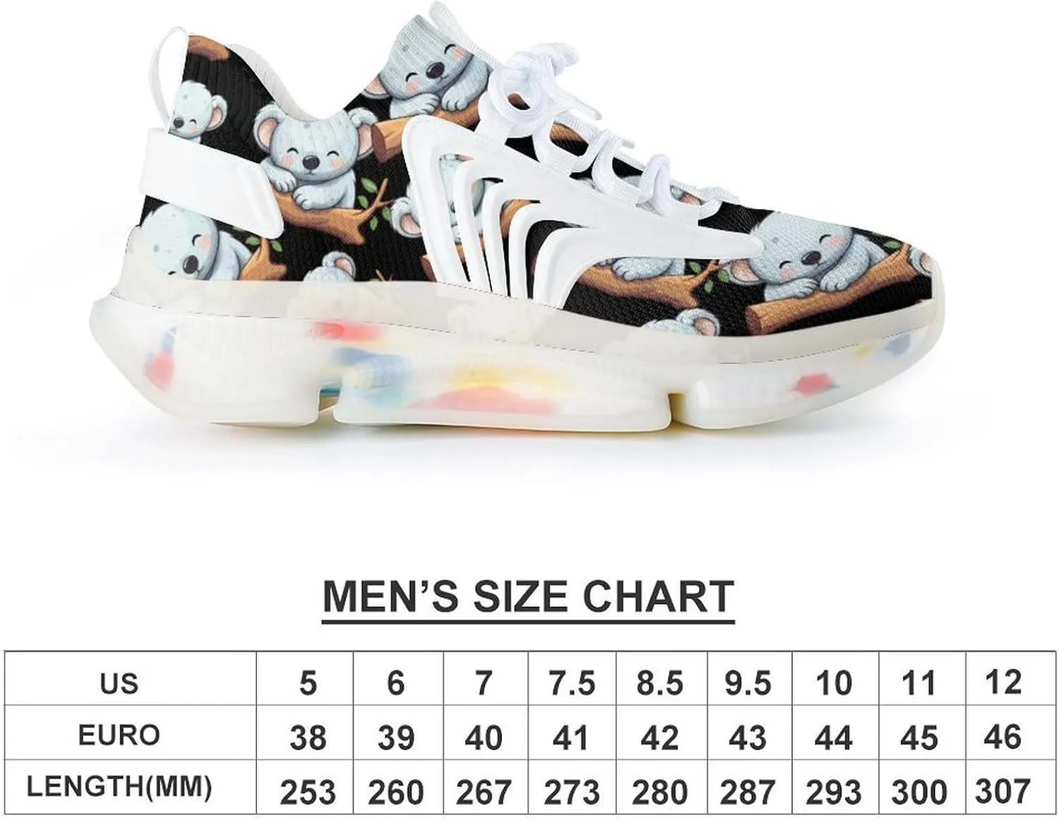Sleeping Cute Koala Bear Mens Sneakers Running Shoes Lightweight Athletic Shoes for Jogging Walking Gym