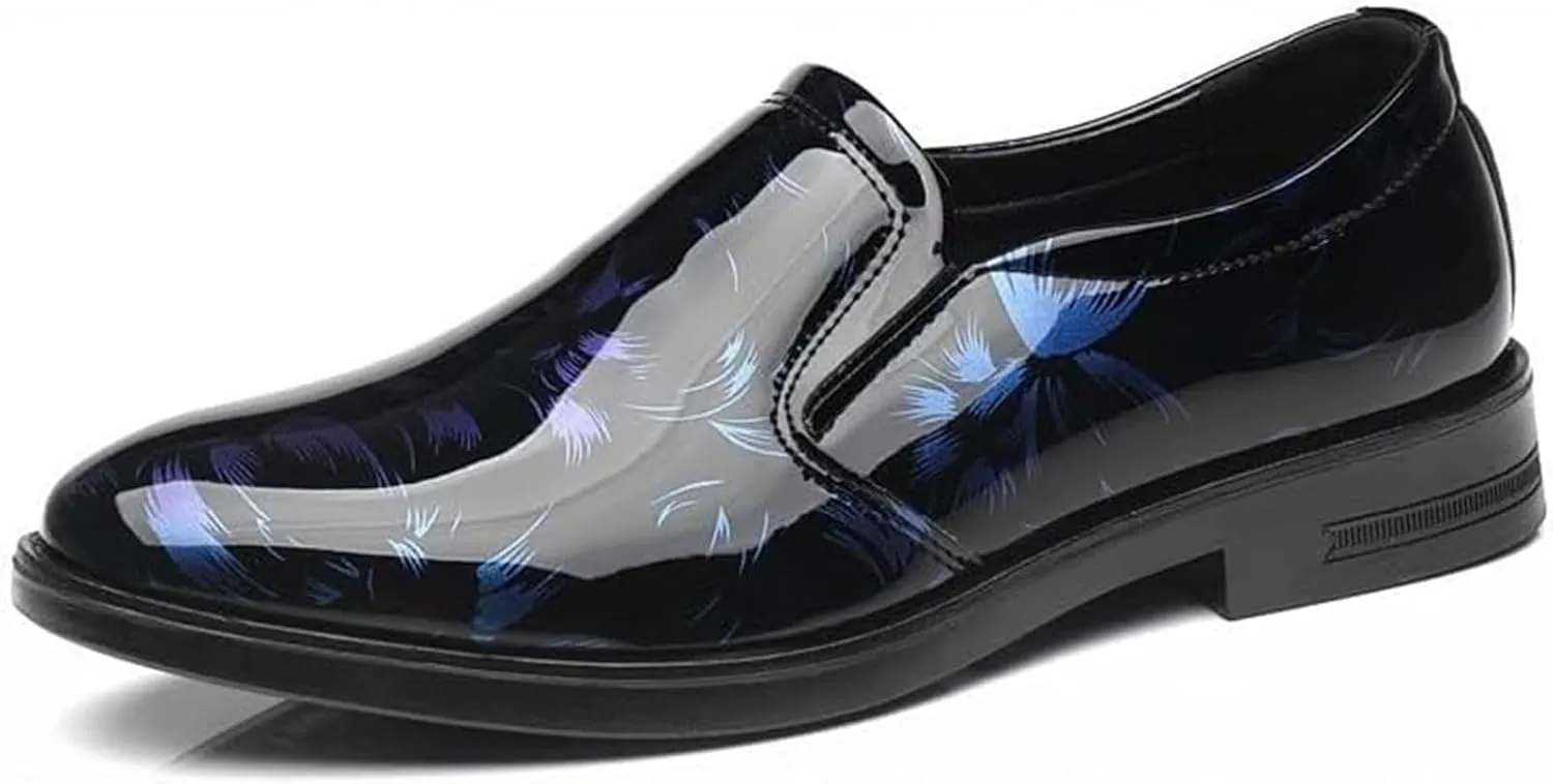 Slip On Dress Shoes for Men Classical Style Men's Faux Patent Leather Tuxedo Dress Shoes Classic Lace-up Formal Oxford
