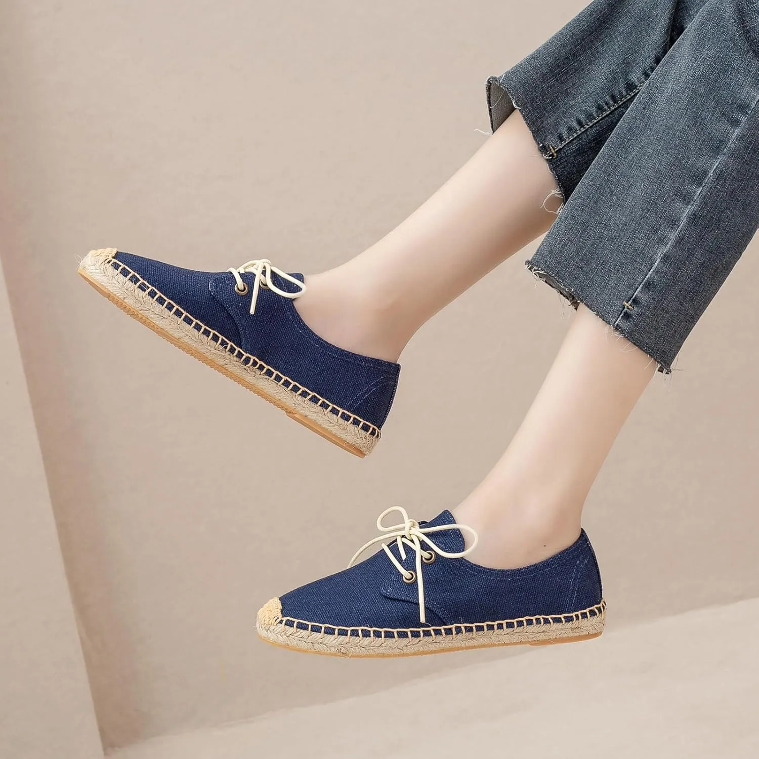 Slip On Sneakers Espadrilles for Women Canvas Flat Lace Up Summer Spring Fall Casual Loafers