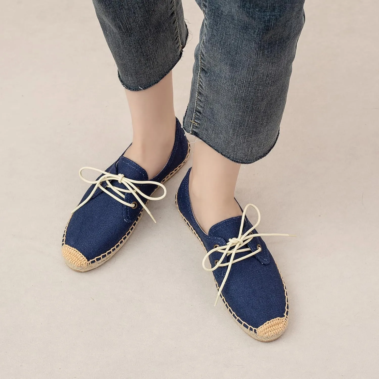 Slip On Sneakers Espadrilles for Women Canvas Flat Lace Up Summer Spring Fall Casual Loafers